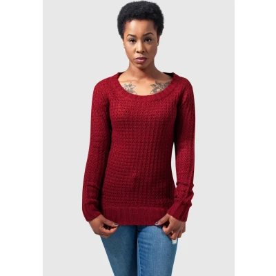 Abbildung von Urban Classics Ladies LONG Wideneck Sweater Strickpullover, Damen, Größe: Medium, Burgundy