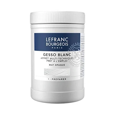 Abbildung von Lefranc &amp; Bourgeois 300656 Gesso, weiss, universalgrundierung für Acrylfarben, gebrauchsfertig, matt opak, deckend, Leinwand, Papier, Stein, Holz, Gips, 1000ml Topf