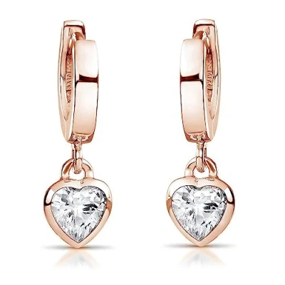Abbildung von Materia Rosegold Creolen Silber 925 mit Zirkonia Herz für Kinder SO 389