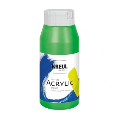 Abbildung von KREUL 17022 Solo Goya Triton Acrylfarbe gelbgrün, 750 ml Flasche, schnell und matt trocknend, Farbe auf Wasserbasis, in Studioqualität, vielseitig einsetzbar, gut deckend ergiebig