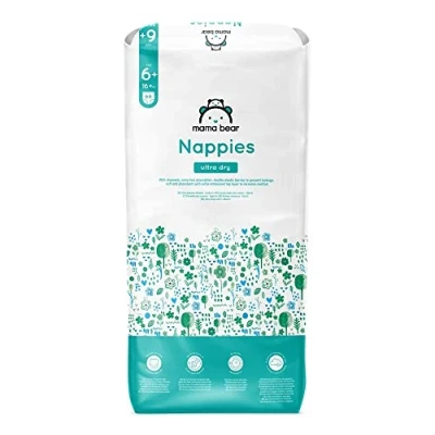 Abbildung von Amazon Marke: Mama Bear 66 Ultra Dry Windeln Größe 6+ (16+ kg), Weiß, Stück (1 er Pack)