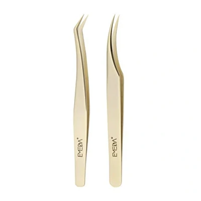Abbildung von EMEDA Wimpern pinzette 2 Stück Wimpernpinzette für Wimpernverlängerung Professionelle goldene Präzisionspinzette Individuelles Wimpernpinzetten Set 3D 5D 6D Volume Eyelash Extension tweezers