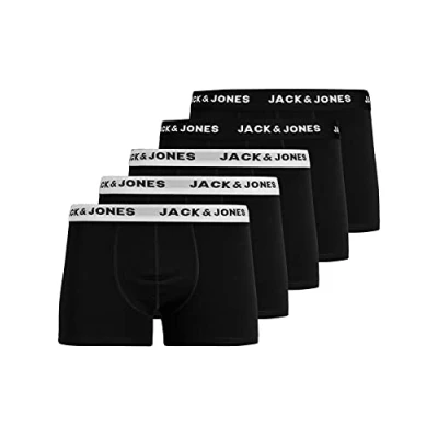 Abbildung von JACK &amp; JONES Herren JACHUEYS Trunks 5 Pack, Black/White and Black waistban, M