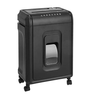 Abbildung von Amazon Basics Hochsicherheits Aktenvernichter, bis zu 8 Blatt, Mikroschnitt, mit herausnehmbarem Auffangbehälter, 7 Blätter, Schwarz
