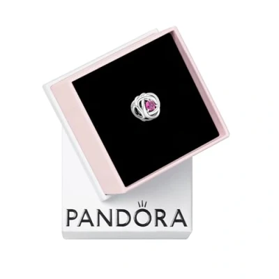 Abbildung von PANDORA Oktober Geburtsstein Rosafarbener Ewigkeitskreis Charm aus Sterling Silber mit Kristallen, 790065C05