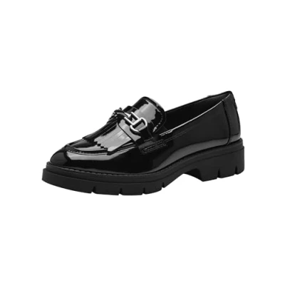 Abbildung von Tamaris Slipper, Damen, Größe: 38, Black patent Hochwertiges lederimitat