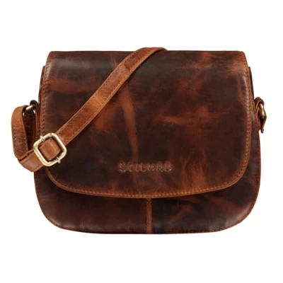 Abbildung von STILORD &#039;Savannah&#039; Umhängetasche Damen Leder Handtasche kleine Schultertasche Crossbody Bag Ausgehtasche Partytasche Echtleder, Farbe:kara cognac