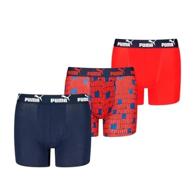 Abbildung von PUMA Boy&#039;s Elements Boxer, Navy/red, 146/152 (3er Pack)
