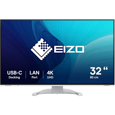 Abbildung von EIZO FlexScan EV3240X WT 80 cm (31,5 Zoll) Monitor (USB C (94W PD), DisplayPort, HDMI, USB Hub, RJ 45 LAN, KVM Switch, 5 ms Reaktionszeit, 3840 x 2160 (4K UHD)) weiß