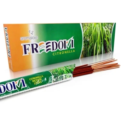 Abbildung von Aromalove 120 x natürliche Räucherstäbchen mit Citronella Duft für Garten Outdoor Camping, anstelle zu Zitronengras oder Räucherkerzen Freedom