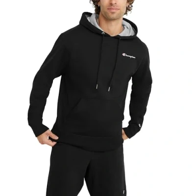 Abbildung von Champion Herren, Powerblend, Fleece Hoodie, Comfortable Men&#039;s Sweatshirt, Script Logo (Reg. Or Big &amp; Tall) Kapuzenpullover, Black y08160, Medium