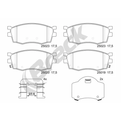 Abbildung von BRECK 25019 00 702 Bremsbelagsatz mit akustischer Verschleißwarnung Zubehör HYUNDAI: i20 I Hatchback