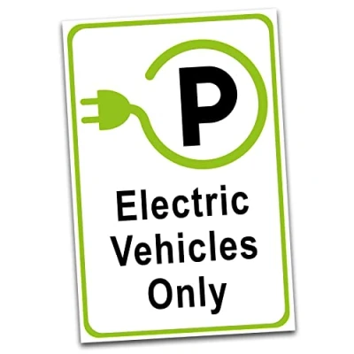 Abbildung von Hinweisschild 20x30cm Alu Verbundplatte für Zaun Tor Tür Pfosten wetterfest Aluminium Schild ohne Bohrungen Parkplatzschild (12 Elektro Ladestation hoch Englisch)