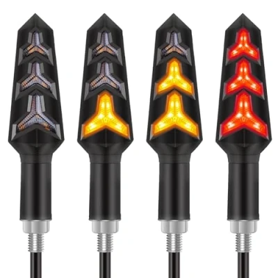 Abbildung von Kinstecks ​​4 STÜCKE Motorrad Blinker Fließende Tagfahrlicht Bremslichter 12 V für