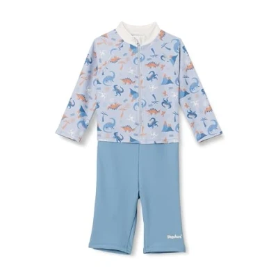 Abbildung von Playshoes UV Schutz Einteiler Unisex Kinder Badeanzug Schwimmanzug Badebekleidung, Dino Allover Langarm, 62/68