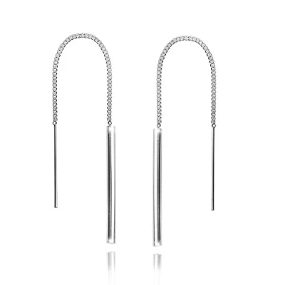 Abbildung von MATERIA 925 Silber Ohrringe Durchzieher 2x85mm Ohrhänger lang Stäbchen + Box #SO 225