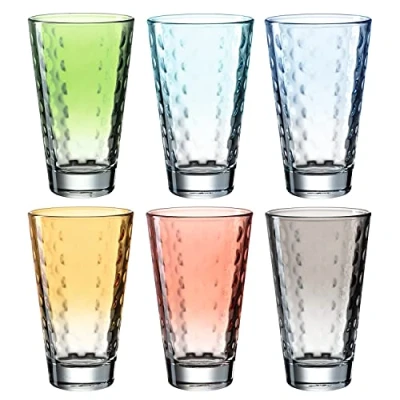 Abbildung von LEONARDO HOME 025907 Trinkglas OPTIC 6 Stück sortiert 300 ml Pastell, Glas, milliliters, Bunt