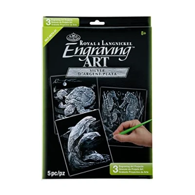 Abbildung von Royal &amp; Langnickel SILF SET4 Engraving Art/Kratzbilder, DIN A4, Wasserwelt, 3 teilig Vorteilspack, silber