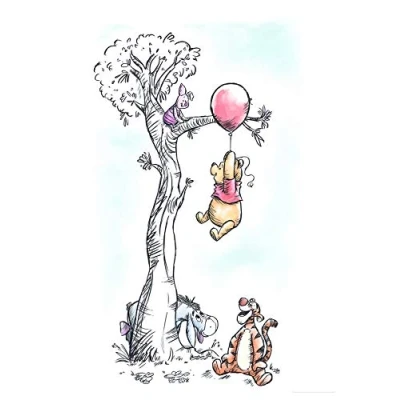 Abbildung von Disney Wandbild von Komar Winnie Pooh Hang on Kinderzimmer, Babyzimmer, Dekoration, Kunstdruck Größe 50x70cm (Breite x Höhe) ohne Rahmen WB059 50x70 Bunt