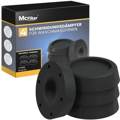 Abbildung von McFilter 4 Schwingungsdämpfer für Waschmaschinen und Trockner Universal Vibrationsdämpfer kompatibel mit Bosch, Siemens, AEG Rutschfeste Gummipads, Gummifüße, Waschmaschinenunterlage schwarz
