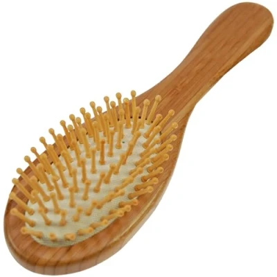 Abbildung von Bambus Haarbürste Holz umweltfreundliche klein mit Bambusborsten und sanften Kopfmassage Noppen, Vegan, Kleine Haar Bürste für Kinder Erwachsene Holzborsten, 23 x 6,5 cm