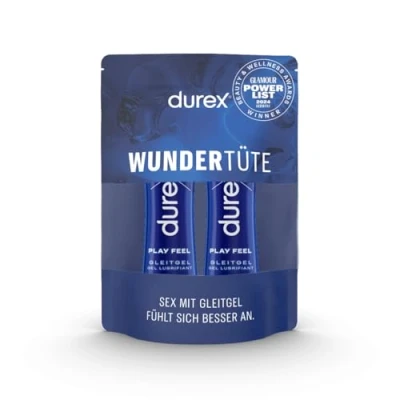 Abbildung von Durex Play Feel Gleitgel auf Wasserbasis Leichtes, seidiges Gleitmittel für gefühlsechtes Empfinden in der praktischen Dosierflasche, (2 x 50 ml), 100 ml