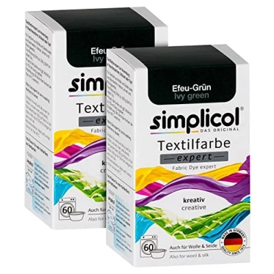 Abbildung von simplicol Textilfarbe expert Efeu Grün 1713, 2er Pack: Farbe für kreatives, einfaches Färben in der Waschmaschine oder manuell