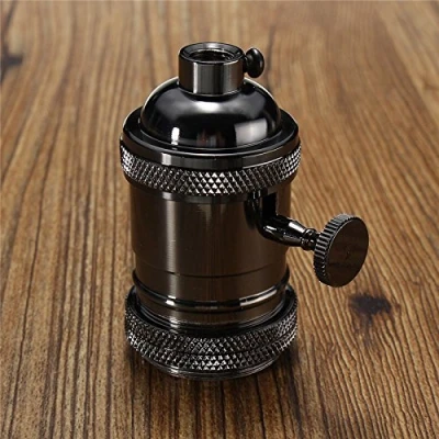 Abbildung von MASUNN E26/E27 Retro Vintage Edison Industrial Glühbirne Lampenhalter Sockel Mit Schalter Schwarz