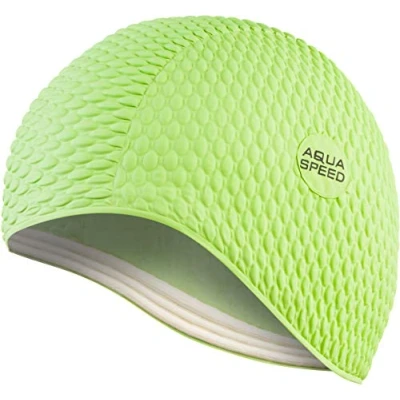Abbildung von Aqua Speed Swimming Cap Women Badehaube Damen Badekappe Lange Haare extrem dehnbar Latex Schwimmkappe Womens Swim Schwimmmütze Frauen Mädchen lindgrün 11 Bombastic