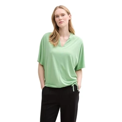 Abbildung von TOM Tailor V NECK Tshirt basic, Damen, Größe: Large, True green