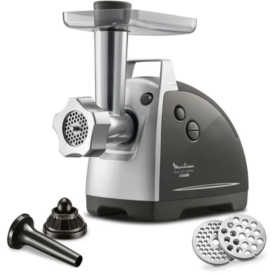 Abbildung von Moulinex ME6868 Meat Mincer Fleischwolf 2200 Watt 4 Zubehörteile inbegriffen sicheres Reverse System schwarz/silber