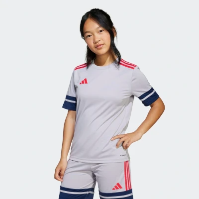 Abbildung von adidas Unisex Kinder SQUADRA25 Jersey Short Sleeve Kids, Glory Grey/Team Navy Blue 2/Pure Ruby, 13 14 Years