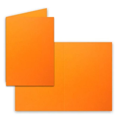 Abbildung von 25 Faltkarten B6 Orange Blanko Doppel Karten 12 x 17 cm sehr formstabil für Drucker geeignet Serie: FarbenFroh
