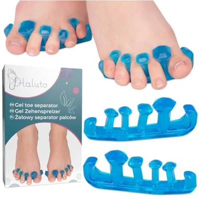 Abbildung von HALUTO Zehenspreizer Hallux Valgus, Nagellack Toe Spacer wiederverwendbar Krallenzehen Korrektur Zehentrenner Silikon für Damen, Herren 3 Größen