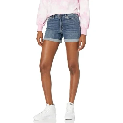 Abbildung von Amazon Essentials Damen 10 cm Jeansshorts In Schmaler Passform Mit Mittelhohem Bund, Vintage Waschung, 44