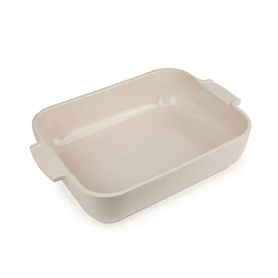 Abbildung von Peugeot Appolia Rechteckige Auflaufform mit Griffen, Keramik, Ecru / Weiß, 7,2x32x21,7 cm, Fassungsvermögen: 2 l, 60046
