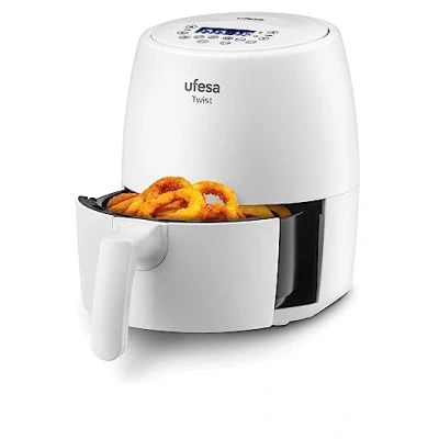 Abbildung von Ufesa Twist Friteuse Heißluftfritteuse, 2L, Airfryer Mit 6 Programme, 1200w, Zeitchaltuhr, Temperatur 80ºC bis 200ºC, BPA Frei, Antihaftbeschichtung, Cool Touch, Weiß, Amazon Exklusiv