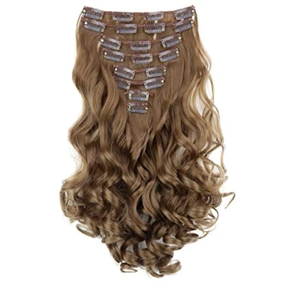 Abbildung von CAISHA XXL 35cm 8 Teile Set CLIP IN EXTENSIONS Haarverlängerung Haarteil Voluminös Gewellt Hellbraun CES105 1