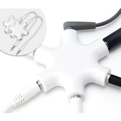 Abbildung von MyGadget 2X 5 Fach Audio Splitter 3, mm Aux Klinkenverteiler Mini Klinken Verteiler Kopfhörer Buchse für Smartphones, Laptops und PC in Weiß
