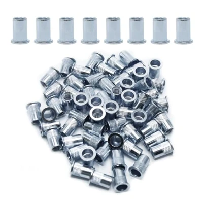 Abbildung von CCLIFE 60 Stück M5 Nietmuttern und Blindnietmuttern Set, 10mm x 13mm, verzinkter Kohlenstoffstahl Ideale Befestigung für Stahl, Glasfaser Kunststoff