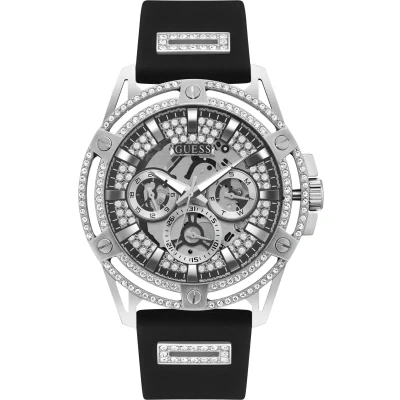 Abbildung von Guess KING Uhr silvercoloured, Herren, Größe: One Size, Silver coloured