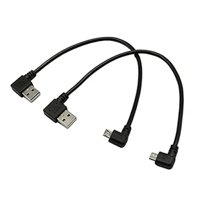 Abbildung von CERRXIAN 9 Zoll Micro USB Kabel Combo Links und Rechtwinklig 5 Pin Stecker auf 2.0 Typ A Winkel Männlichen Daten Sync Ladekabel (1 Paar)