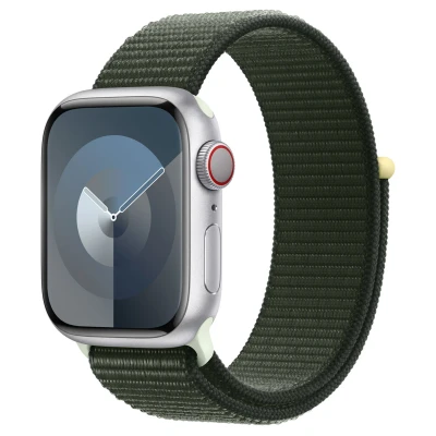 Abbildung von Apple Watch Armband Original Stoff Dunkelgrün Geeignet für Series 1 9 / SE