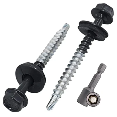 Abbildung von SKIR&#039;CO (20 Stück) Lackierte Dachschrauben, 4,8 x 50 mm selbstbohrende Schrauben mit EPDM Unterlegscheiben, Sechskantkopf (Anthrazitgrau, RAL 7016)
