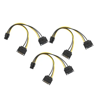 Abbildung von Bolongking 6 poliges PCIe auf Dual SATA Stromkabel, 2 x polige PCIe, 10 cm (2 Stück)