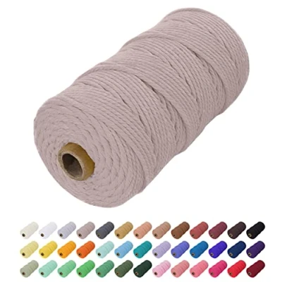 Abbildung von Uiopa Makramee Garn 2mm x 200m, Baumwollkordel Farbig Baumwollgarn Geflochten Baumwollseil, Natürliche Baumwollschnur für Wandbehang, Vorhang, Traumfänger, Hängepflanze, Deko (Hanfgrau)