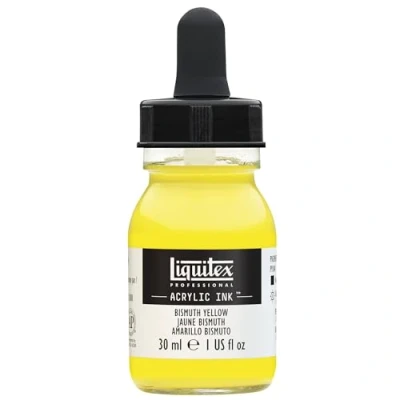Abbildung von Liquitex 4260155 flüssige Professional Acrylfarben Ink, Tusche, 30 ml, hochpigmentierte Airbrushfarbe, Bismuth Gelb