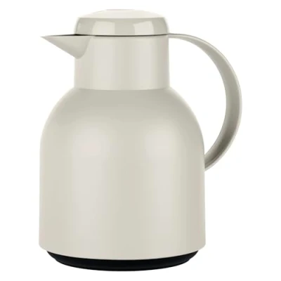 Abbildung von Emsa Samba Isolierkanne F40104 1 Liter Quick Press Verschluss 100% dicht 12h heiß, 24h kalt Puder Grau
