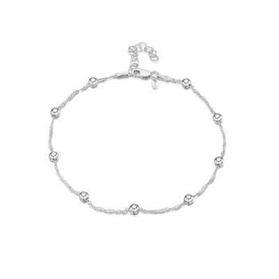 Abbildung von Amberta 925 Sterlingsilber Fußspange 1,4 mm Singapurkette mit Kügelchen (4 mm) Fußkettchen Armband 22 bis 25,5 cm Flexibel Verstellbar