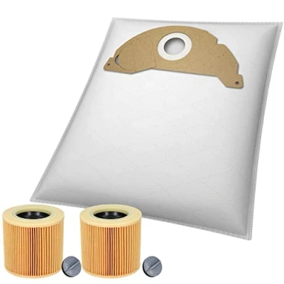 Abbildung von McFilter 20 Vlies Staubsaugerbeutel + 2x Patronenfilter geeignet für Kärcher 6.959 322.0 WD2, MV2 Filter Ersatz KFI 3310, Beutel Staubsauger, Mehrzwecksauger Typ KA38